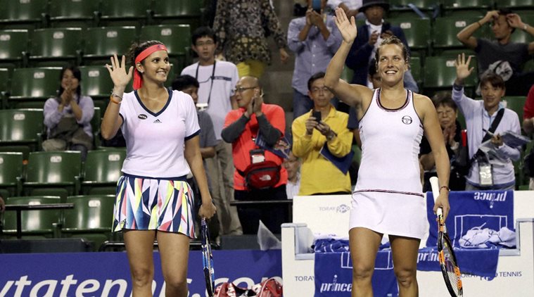 Sania Mirza with Czech Republic’s Barbora Strycova